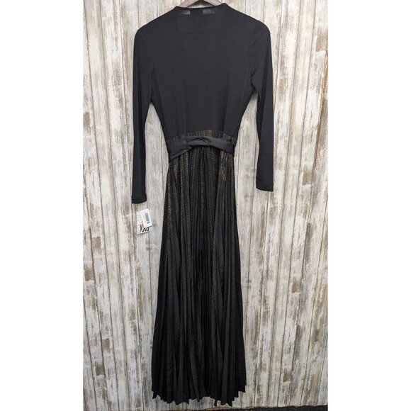 Lularoe Long Dress Duster Black Gold Pleated Long Sleeve DeAnne Wrap XXS NWT - Picture 6 of 9